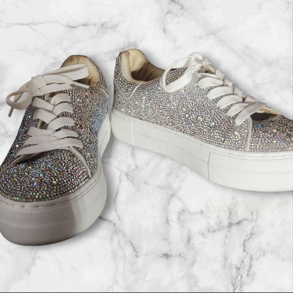 Betsey Johnson Shoes - Betsy Johnson Gorgeous Rhinestone Sparkling Silver Womens Platform Whimsy Size 6